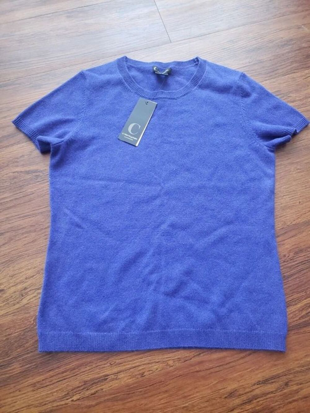 Bloomingdale's 100% Cashmere Blue Short Sleeve Size M